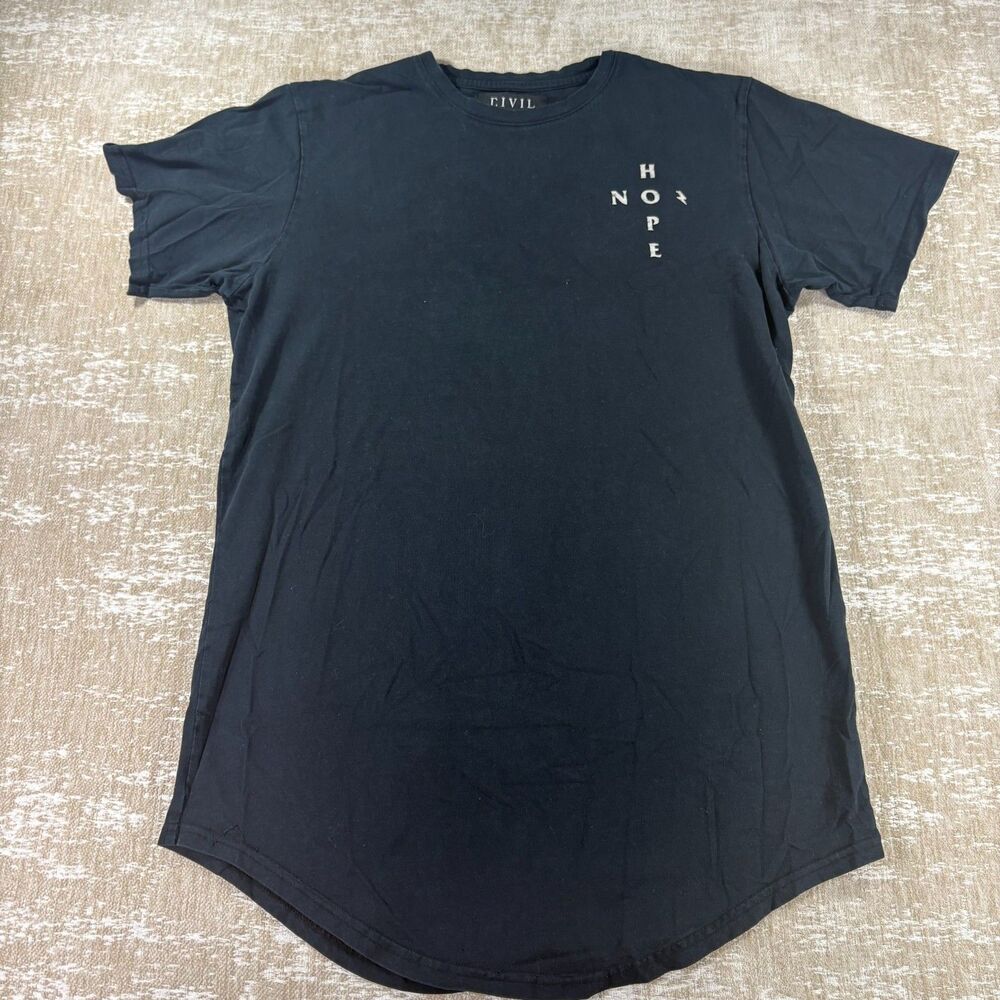 Civil Regime Black No Hope Curved Hem Graphic Tee - Size L
